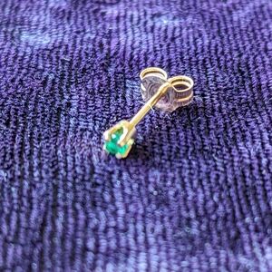 New Solid 14K Gold Stud Earring With Natural Earth Mined Colombian Emerald